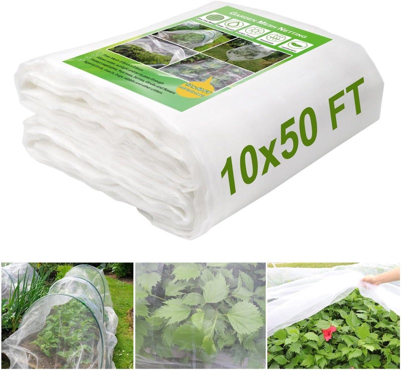 KLEWEE 10 x 50 FT Garden Mesh Netting, Ultra Fine Plant Netting Covers, Garden Netting for Raised Beds Vegetables, Fruit Tree Netting for Blueberry Bushes Barrier Screen Protection Net Cover - Image 1